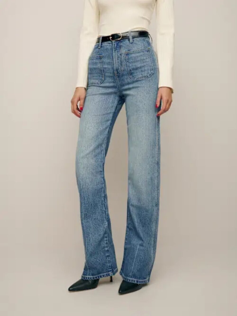 Reformation Alyssa High Rise Wide Leg Long Jeans Blue - Size 27